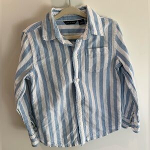 Janie and Jack Light Blue and White Striped Button Down Shirt